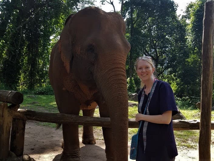 Ailie with an elephant